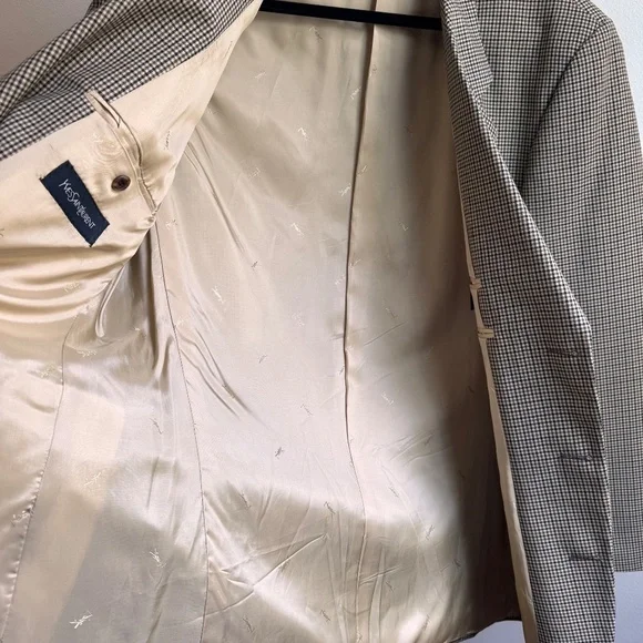 Yves Saint Laurent Tan Checkered Blazer - Picture 8 of 9